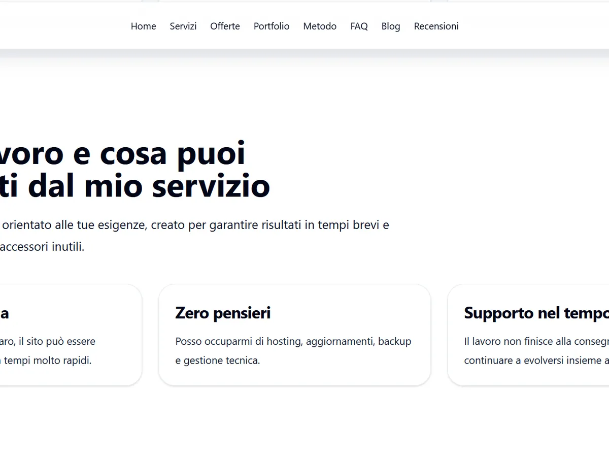 Sezione "Metodo" del sito web giacomocontini.it